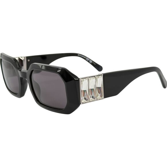 Swarovski SK0387 Womens Plastic Sunglass 01A Shiny Black 50-23 Lg Clear Crystals main image 5